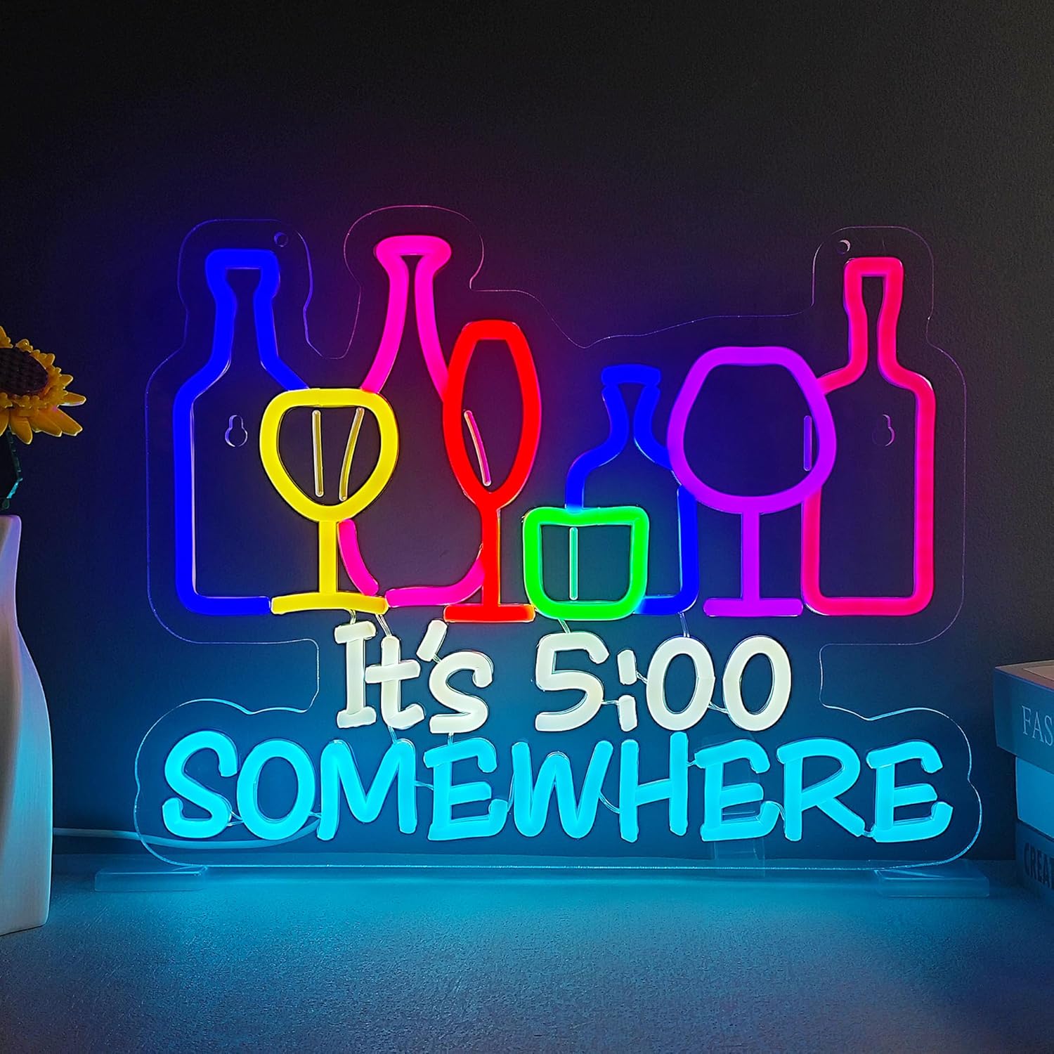 Неоновая вывеска «Куда-то в 5  – обзор и цена Wine Beer Photo
