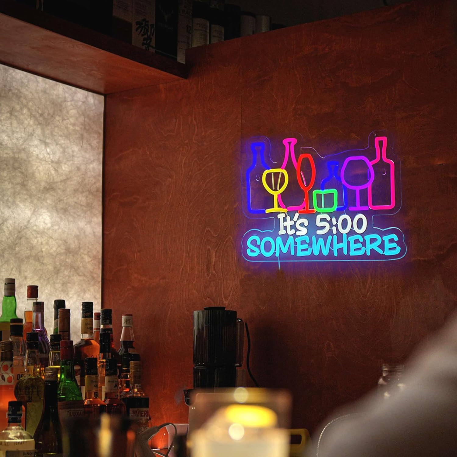 Неоновая вывеска «Куда-то в 5  – обзор и цена Wine Beer Photo